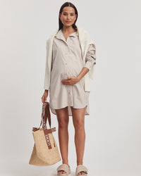 Maternity Linen Knit Jumper (Coconut) 4