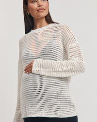 Maternity Linen Knit Jumper (Coconut) 6