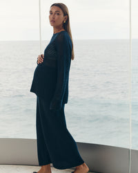 Maternity Linen Knit Jumper (Navy) 1