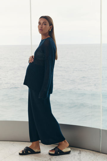 Maternity Linen Knit Jumper (Navy) 1