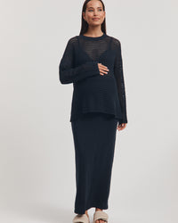 Maternity Linen Knit Jumper (Navy) 2