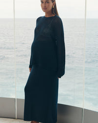 Maternity Linen Knit Jumper (Navy) 3