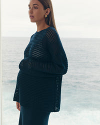 Maternity Linen Knit Jumper (Navy) 5