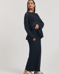 Maternity Linen Knit Jumper (Navy) 6