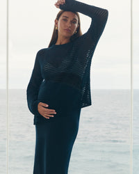 Maternity Linen Knit Jumper (Navy) 7