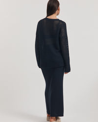 Maternity Linen Knit Jumper (Navy) 8