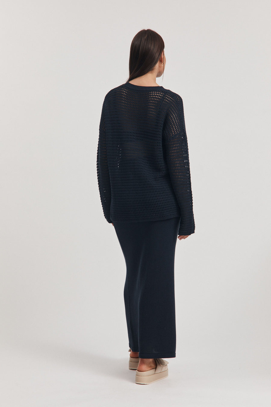 Maternity Linen Knit Jumper (Navy) 8