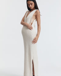 Maternity Linen Knit V Neck Dress 13