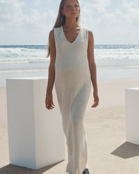 Maternity Linen Knit V Neck Dress 1