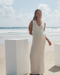 Maternity Linen Knit V Neck Dress 3