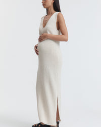 Maternity Linen Knit V Neck Dress 4