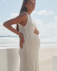 Maternity Linen Knit V Neck Dress 5