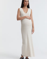 Maternity Linen Knit V Neck Dress 6