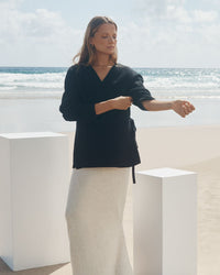 Maternity Linen Knit V Neck Dress 7