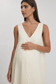 Maternity Linen Maxi Dress (Light Lemon) 2