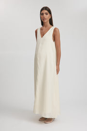 Maternity Linen Maxi Dress (Light Lemon) 3