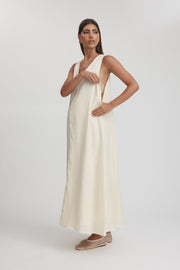 Maternity Linen Maxi Dress (Light Lemon) 6
