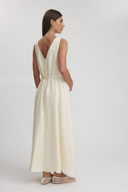 Maternity Linen Maxi Dress (Light Lemon) 7