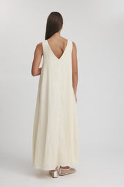 Maternity Linen Maxi Dress (Light Lemon) 8