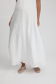 Maternity Linen Maxi Dress (White) 5