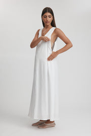 Maternity Linen Maxi Dress (White) 6
