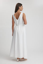 Maternity Linen Maxi Dress (White) 7