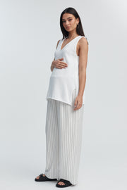 Maternity Linen Pant (Stripe) 1
