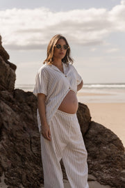 Maternity Linen Pant (Stripe) 2