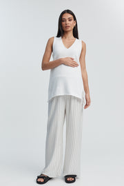 Maternity Linen Pant (Stripe) 3