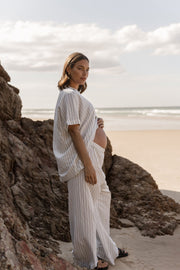 Maternity Linen Pant (Stripe) 4