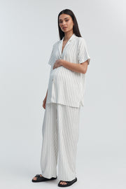 Maternity Linen Pant (Stripe) 9