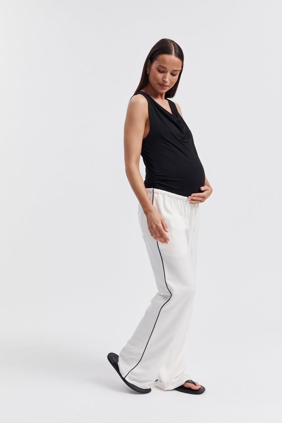 Maternity Linen Pants (White) 2