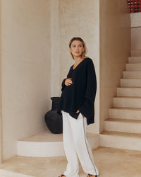 Maternity Linen Pants (White) 4