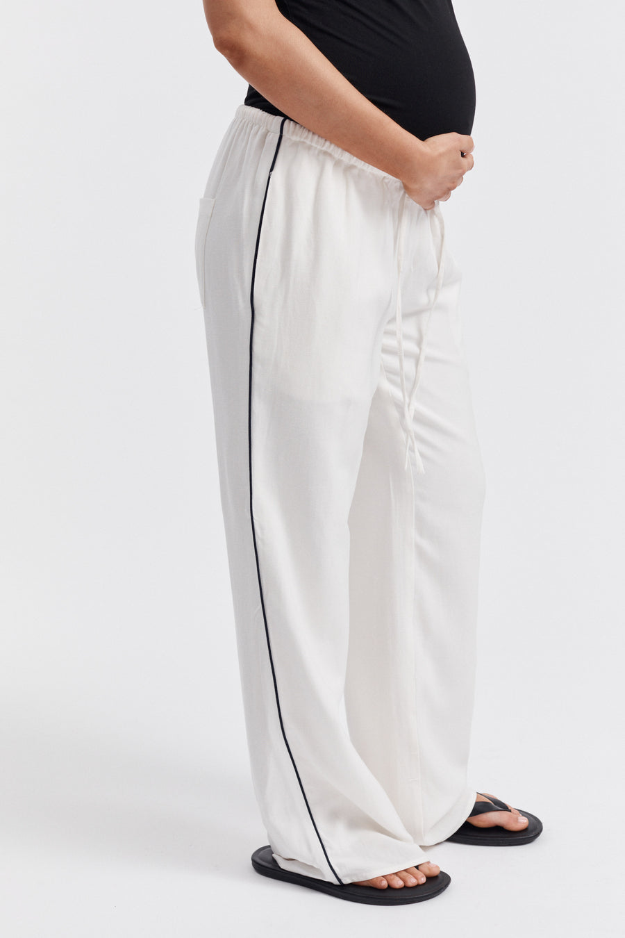 Maternity Linen Pants (White) 8