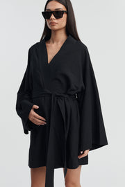 Maternity Linen Poolside Robe (Black) 1