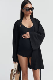 Maternity Linen Poolside Robe (Black) 10