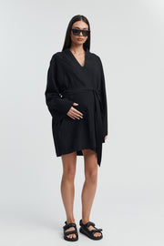 Maternity Linen Poolside Robe (Black) 11