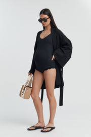 Maternity Linen Poolside Robe (Black) 12