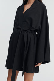 Maternity Linen Poolside Robe (Black) 13
