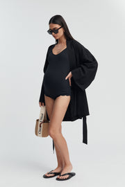 Maternity Linen Poolside Robe (Black) 14
