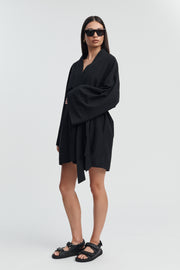 Maternity Linen Poolside Robe (Black) 15