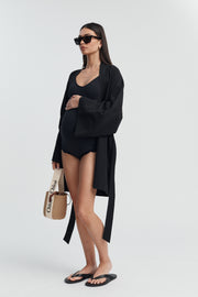 Maternity Linen Poolside Robe (Black) 16