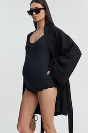 Maternity Linen Poolside Robe (Black) 2