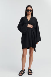 Maternity Linen Poolside Robe (Black) 3