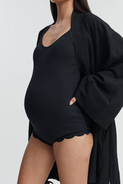 Maternity Linen Poolside Robe (Black) 4