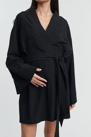 Maternity Linen Poolside Robe (Black) 5