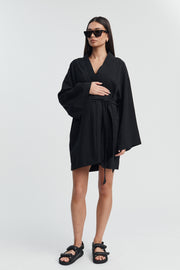Maternity Linen Poolside Robe (Black) 6