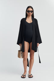 Maternity Linen Poolside Robe (Black) 7