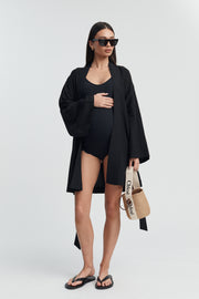 Maternity Linen Poolside Robe (Black) 8