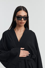 Maternity Linen Poolside Robe (Black) 9